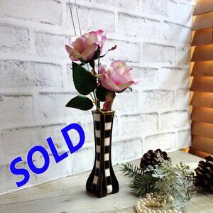 Checked Bud Vase & Roses Mackenzie Inspired Buffalo Check Vase Courtly Decor